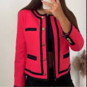 J. Crew Red Blazer with Black Accents